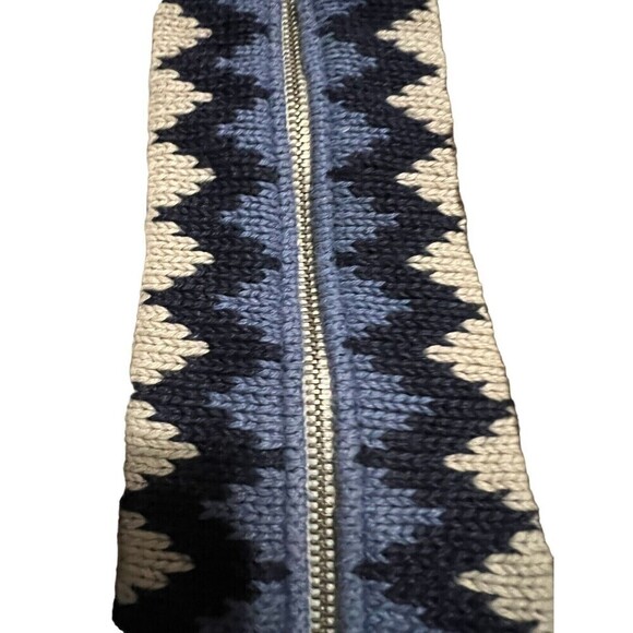 VTG 90s Streetwear Womens Medium Deep Pile Fleece Navajo Aztec Trim Sweater Coat - Picture 3 of 5